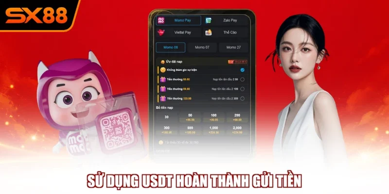 Sử dụng USDT hoàn thành gửi tiền